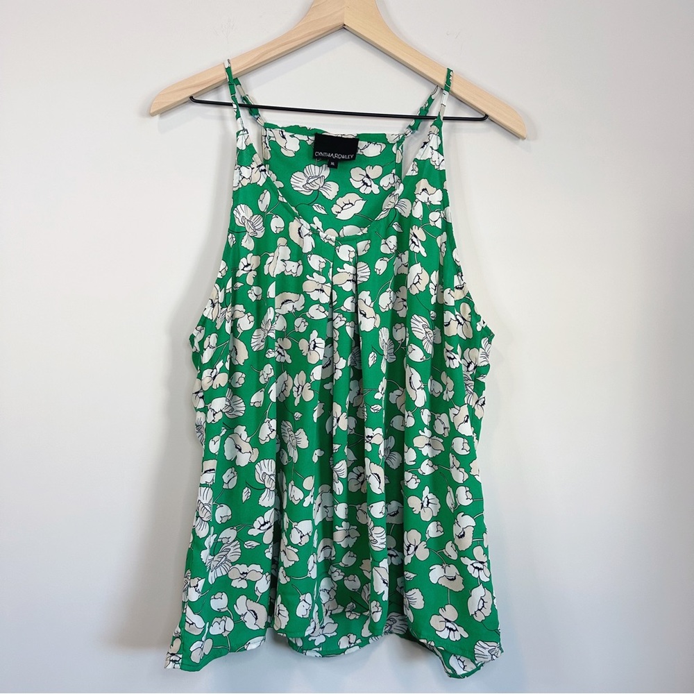 Cynthia Rowley Floral Cami Tank Top - Green - Size XL